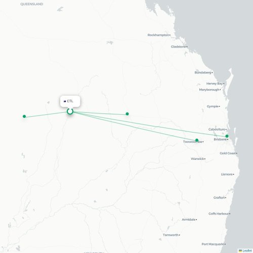 Mapa de vuelo directo Charleville - Brisbane