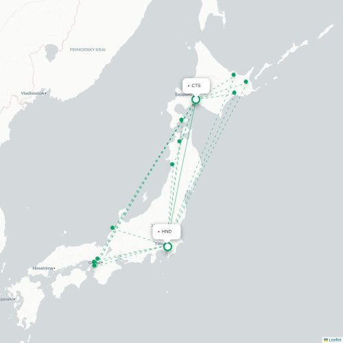 Mapa lotu bezpośredniego Sapporo – Tokio