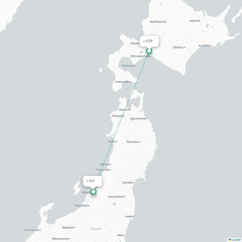 Mapa lotu bezpośredniego Sapporo – Niigata