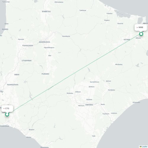 Mapa lotu bezpośredniego Sapporo – Ozora