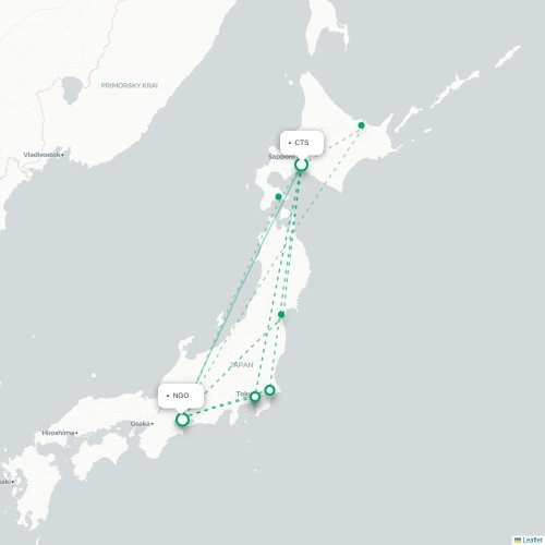 Mapa lotu bezpośredniego Sapporo – Nagoja