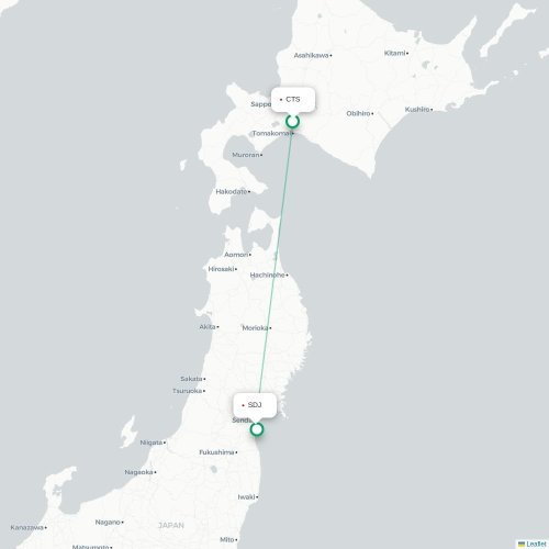 Mapa lotu bezpośredniego Sapporo – Sendai