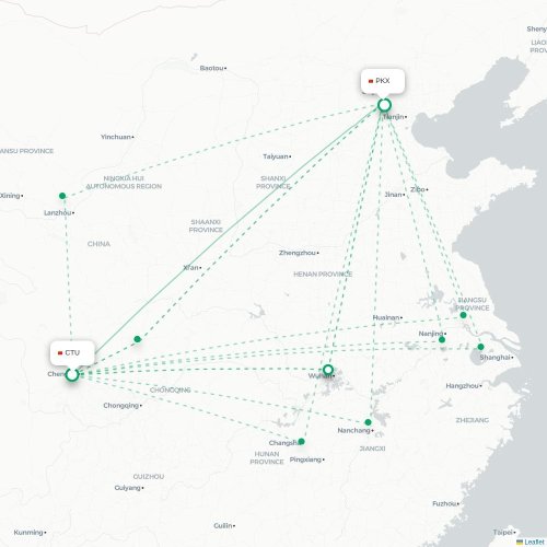 Mapa de vuelo directo Chengdu - Pekín