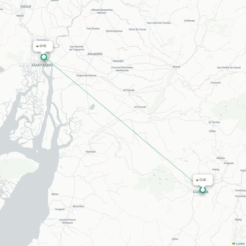 Mapa de vuelo directo Cuenca - Guayaquil