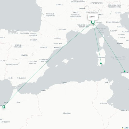 Route map Levaldigi  CUF airport