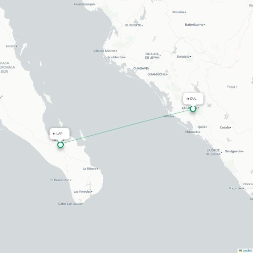 Mapa lotu bezpośredniego Culiacán – La Paz