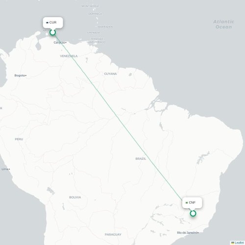 Willemstad - Belo Horizonte kaart van rechtstreekse vlucht