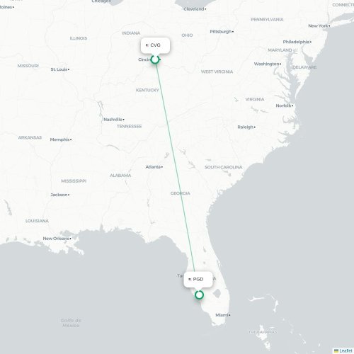 Mapa de vuelo directo Cincinnati - Punta Gorda