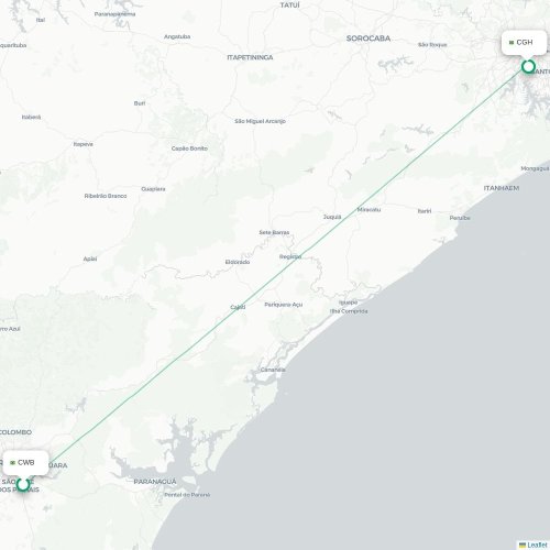 Mapa lotu bezpośredniego Kurytyba – São Paulo