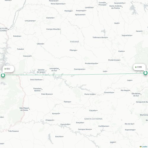 Curitiba - Foz Do Iguacu karta över direktflyg