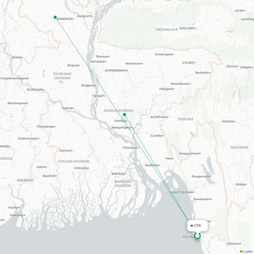 Cox's Bazar - Saidpur karta över direktflyg
