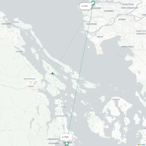 Mapa de vuelo directo Vancouver - Victoria
