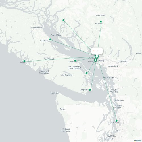 Mapa de vuelo directo Vancouver - Seattle