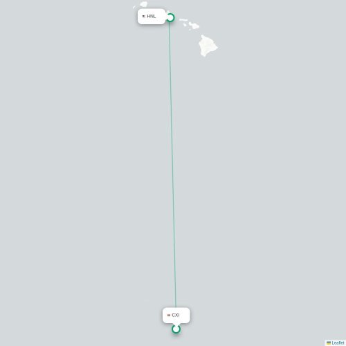 Christmas Island - Honolulu kaart van rechtstreekse vlucht