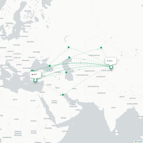 Mapa lotu bezpośredniego Nha Trang – Ałmaty