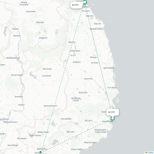 Mapa lotu bezpośredniego Nha Trang – Da Nang