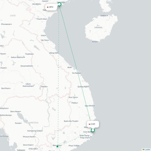 Mapa lotu bezpośredniego Nha Trang – Hajfong