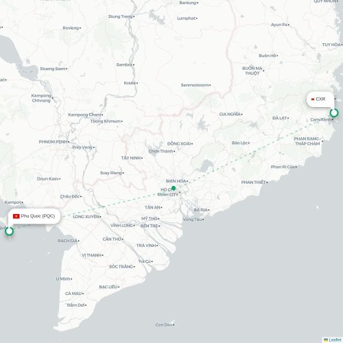 Mapa lotu bezpośredniego Nha Trang – Phu Quoc