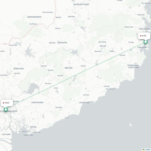 Mapa lotu bezpośredniego Nha Trang – Ho Chi Minh