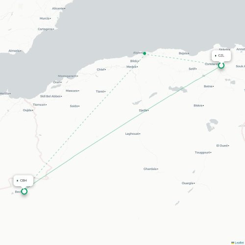 Constantine - Béchar kaart van rechtstreekse vlucht
