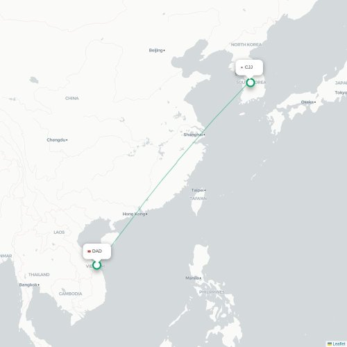 Mapa lotu bezpośredniego Da Nang – Ch'ungju