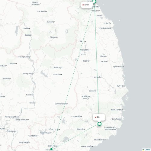 Mapa lotu bezpośredniego Da Nang – Dalat