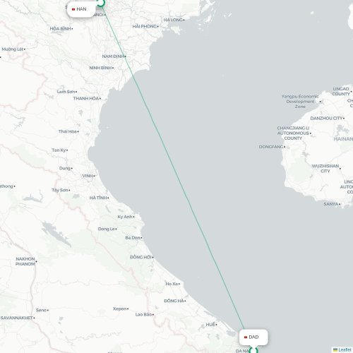 Mapa lotu bezpośredniego Da Nang – Hanoi