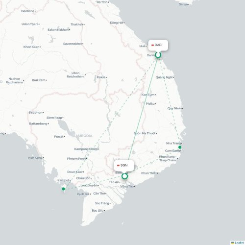 Mapa lotu bezpośredniego Da Nang – Ho Chi Minh