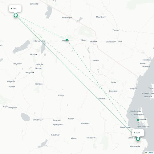 Dar Es Salaam - Seronera karta över direktflyg