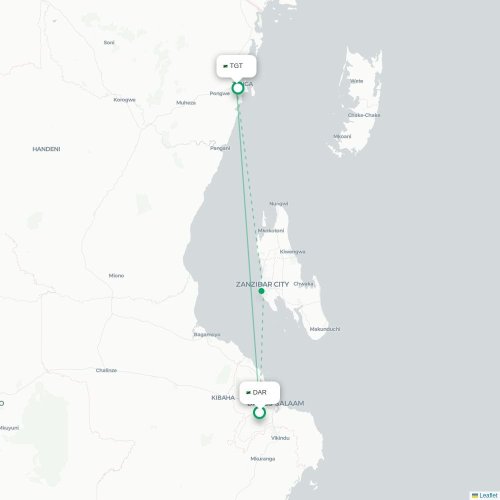 Dar Es Salaam - Tanga carte du vol direct