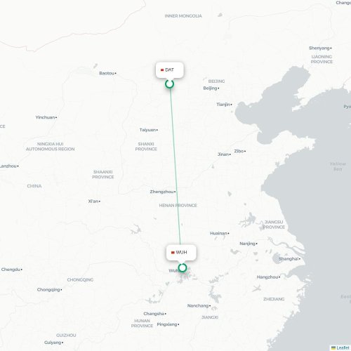 Mapa lotu bezpośredniego Datong – Wuhan