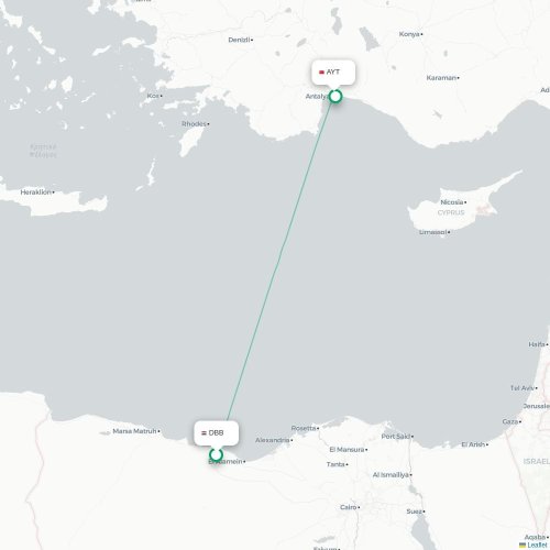 Mapa de vuelo directo El Dabaa - Antalya