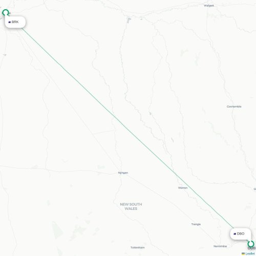 Dubbo - Bourke kort over direkte fly