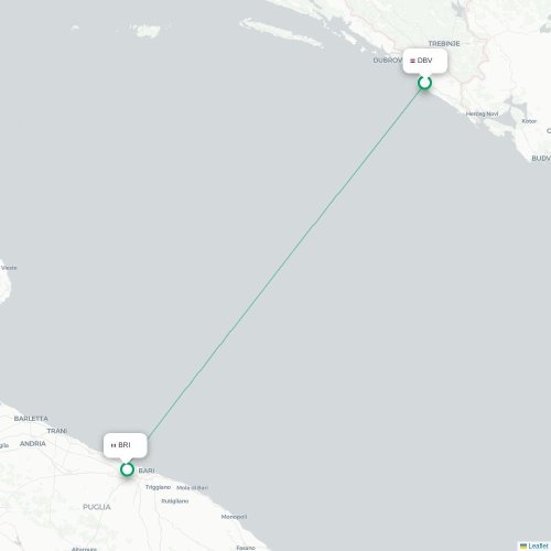 Mapa lotu bezpośredniego Dubrownik – Bari