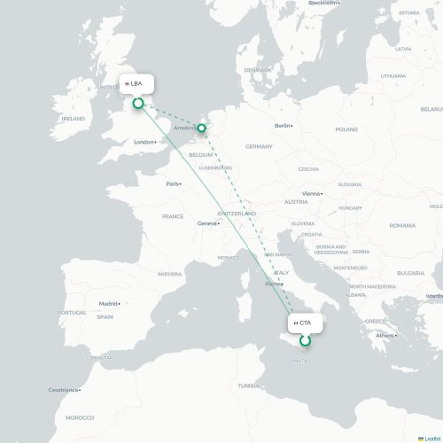 Mapa lotu bezpośredniego Dubrownik – Leeds, West Yorkshire