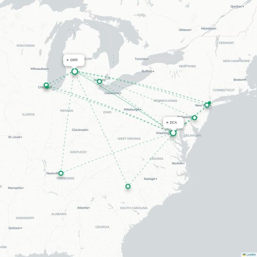 Washington - Grand Rapids karta över direktflyg