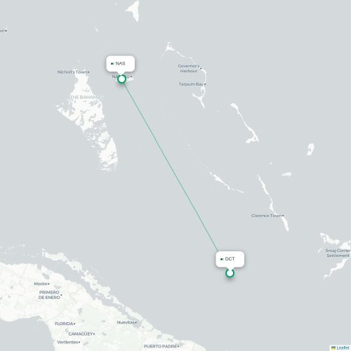 Mapa lotu bezpośredniego Duncan Town – Nassau