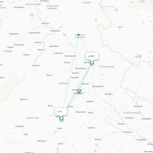 Mapa lotu bezpośredniego Dehradun – Dżajpur