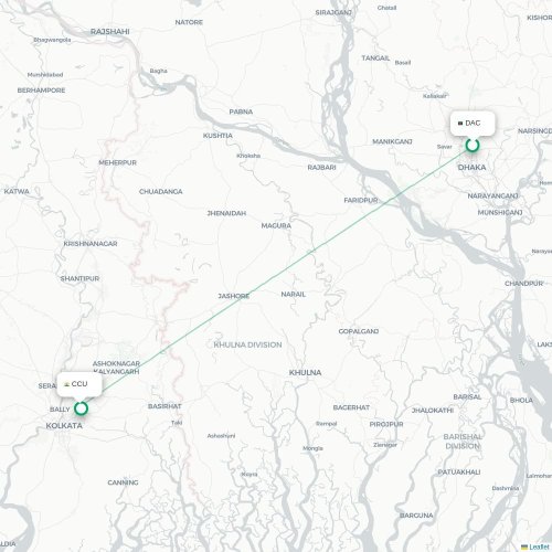 New Delhi – Kalkutta suoran lennon kartta