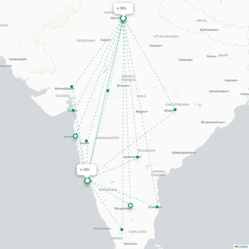 New Delhi – Vasco da Gama suoran lennon kartta