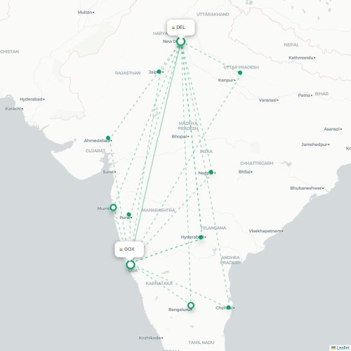 New Delhi – Pernem suoran lennon kartta