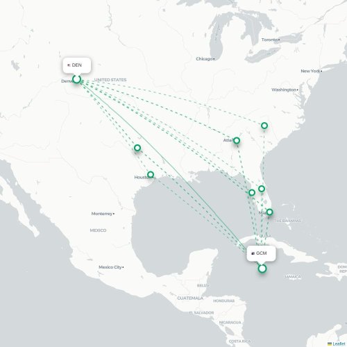 Mapa de vuelo directo Denver - George Town