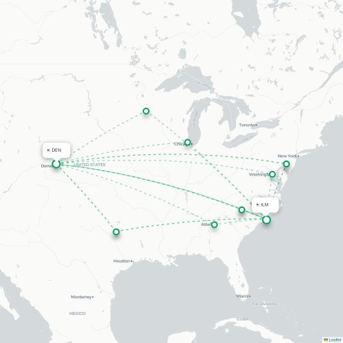 Mapa de vuelo directo Denver - Wilmington