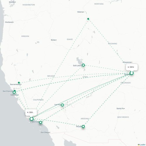 Mapa lotu bezpośredniego Denver – Santa Barbara