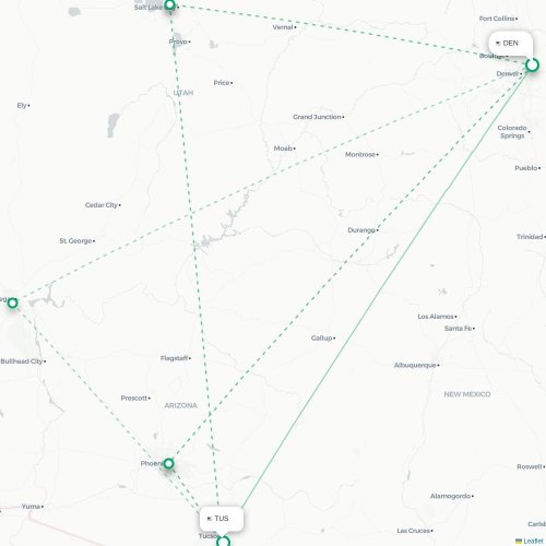 Mapa lotu bezpośredniego Denver – Tucson
