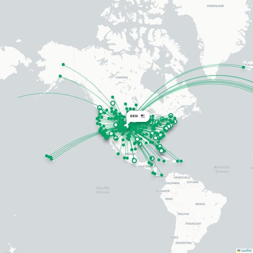 DEN routes and destination map