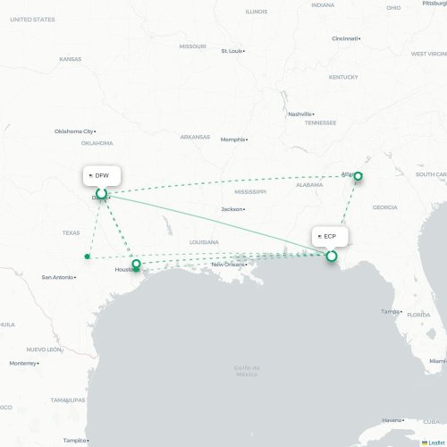 Mapa lotu bezpośredniego Dallas – Panama City