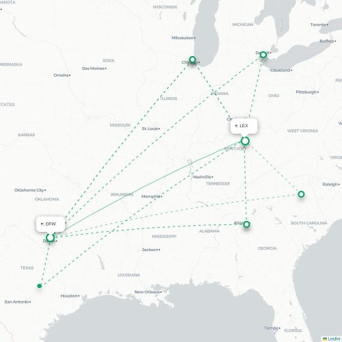 Dallas - Lexington carte du vol direct