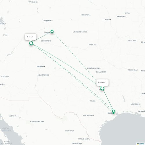 Mapa lotu bezpośredniego Dallas – Montrose