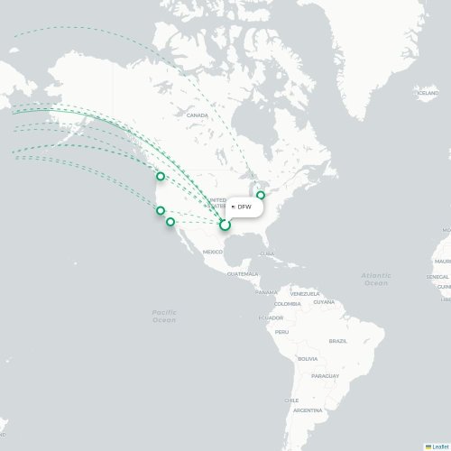 Dallas - Shanghai karta över direktflyg